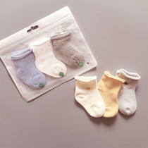 3 pairs of baby socks spring and autumn cotton male newborn baby loose mouth do not leper feet female boneless newborn socks