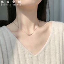 s925 sterling silver necklace female small eggplant elbow smile high-end sense clavicle chain Simple light luxury niche cold wind