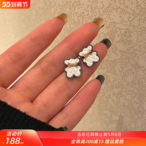 South Korea Little Bear Ears 2022 New Tide Lady Brief Lukewarm Wind Small Design Sensation 100 Lap Earrings Earrings