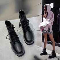 Boots womens spring and autumn 2020 new breathable net red Martin boots British style flat single boots motorcycle shoes womens tide shoes