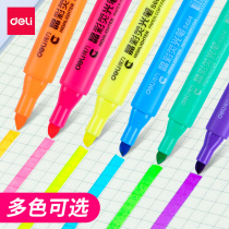 Deli highlighter marker pen Color round head graffiti pen Bright handwriting Student highlighter marker pen Hand account pen Flash pen Word pen Rough stroke focus Fluorescent marker pen for students