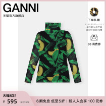 Ganni womens 2022 autumn new banana tree print turtleneck slim bottoming shirt top T3209099