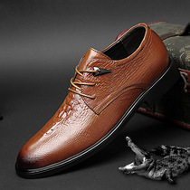 2019 Spring Mens Shoes New British Business Formal Leather Shoes Mens Crocodile Pattern Genuine Leather Korean Edition Casual Shoes Tide Shoes
