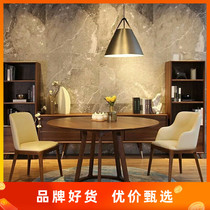 Nordic solid wood dining table log household table and chair combination cafe negotiation table round design sense dining table can be customized