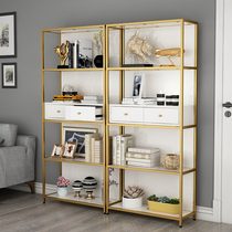 Nordic modern bookshelf landing solid wood light luxury shelf bookcase combination study living room display decoration cabinet