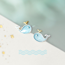 (Lane South) 925 sterling silver spray whale earrings 2021 New Tide exquisite niche summer earring ins women