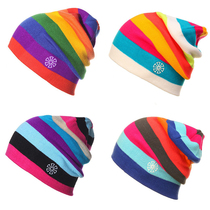 Winter universal hat Riding skating cap Ski cap Rainbow cap Cold and warm adjustable acrylic color cap