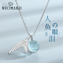 Sterling silver necklace woman fish tears clavicle chain Niche design light luxury personality jewelry Valentines Day gift to girlfriend