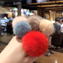 Korean version of childrens hair ball hair rope imitation rabbit hair Hairband plush head rope Joker imitation fur fur leather band hair accessories women