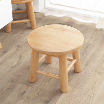 Small stool household round stool solid wood low stool wooden bench childrens log stool for shoes stool Oak economy