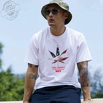 New trend brand Yu Wenle loose short-sleeved mens round neck fashion casual maple leaf printing Hong Kong style couple t-shirt half sleeve