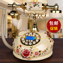 Antique telephone European pastoral vintage old-fashioned solid wood rotating new living room household American telephone landline