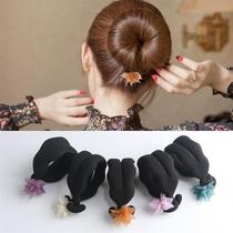 Tie hair jewelry dish hair device Korean Frosted flower sponge ball head styler Bud head lazy pan head decoration