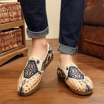 A generation of summer Net shoes hollow casual cloth mens shoes students Joker trendy shoes straw base hemp shoes fisherman shoes tide