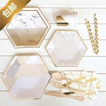 Disposable plate paper tray cake paper plate dinner party party decoration tableware hot stamping business birthday