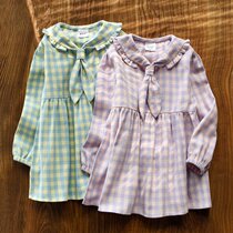 Girl Plaid Shirt Spring Autumn Thin style long sleeve blouse Children full cotton shirt baby foreign air spring dress 2022 new