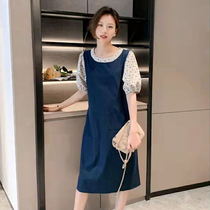 Pregnant Woman Summer Dress Superior Sense 2022 New Skirt Summer Short Sleeve Big Code Loose Medium Long Fake Two Dress Dress
