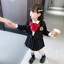 jk uniform suit spring genuine childrens suit shirt three-piece set female baby pleated skirt Japanese college trend