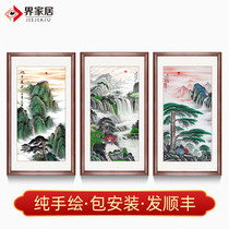 Hand-painted Chinese painting vertical porch decorative painting Zhaocai aisle landscape painting rising sun rising in the cornucopia hanging painting