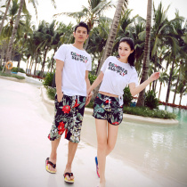 Couple beach pants speed dry mens womens money T-shirt lovers summer casual 50% big pants slim fit flower shorts