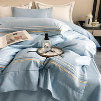 2022 High - grade embroidery 60 embroidery long - wool cotton four piece bed linen light luxury high - sense cotton simple beds