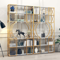 Nordic Net red shelf ground creative art bookshelf screen partition living room dining room solid wood iron display rack