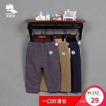 Bobolong childrens clothing male baby pants plus velvet thickened baby cotton pants winter boy plus velvet pants New