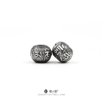 Brown Rhyme 999 Silver Sterling Silver Apple Ball Six-character Mingyan Beads with Beads Beads DIY Accessories
