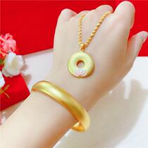 Zhou Dafu Huanmei 999 Golden Lotus Pendant Flat Press Buckle Necklace 18K Gold Genuine Gold Ornament Lock Bone Chain