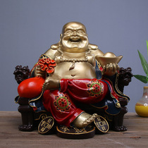 Pure copper Maitreya Buddha ornaments large living room for cloth bag monk big belly laughing Buddha home Fortune crafts