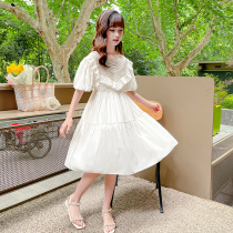 Girls dress summer 2022 new childhood summer dress cotton white dress