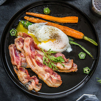 Homel bacon breakfast Home American selection of pork belly ribs Bacon slices smoked hand-caught cake sandwich