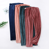 Coral Suede Winter Thicken Pregnant pregnant woman Home Sleeping Pants Plus Suede Loose Moon Flannel Adjustable Long Pants big size