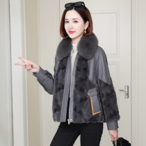 zqqz mink fur coat women short 2021 new fox fur collar small man leather sheep leather leather D167