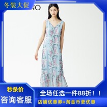 Manyanu shopping mall with summer 2019 New temperament V collar sleeveless floral long dress MJ22DE053
