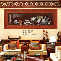 Background wall living room decorative painting Solid wood jade painting pendant Chinese carving three-dimensional hanging painting Wood carving opening plaque