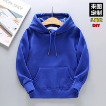  2018 new solid color childrens hooded sweater autumn and winter plus velvet mens and womens childrens clothing kindergarten class clothing customization