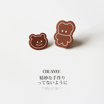 Chuanye stick figure bear hairclip side Net red 2021 New cute hair card simple bangs clip headgear