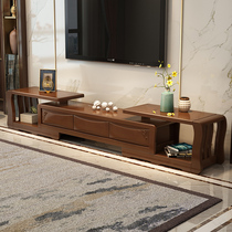 All solid wood TV cabinet simple modern telescopic new small apartment floor cabinet new Chinese household economical light luxury