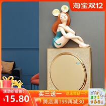 Cute girl heart New Chinese home wall stickers European switch socket frame decorative stickers creative light luxury switch stickers