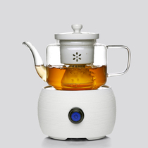 De Kiln black and white steamed tea set Heat-resistant glass large electric ceramic furnace steamed steam teapot Steamed tea set
