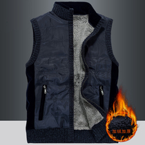 2020 new vest mens cardigan European and American casual zipper knitted jacket plus velvet warm youth wool vest thick model
