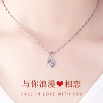 Four Leaves Grass Silver Necklace Woman Lock Bone Chain 999 Pure Silver Lady Pendant Christmas Gifts To Girlfriend