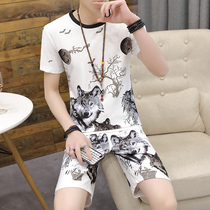 Men short sleeve T-shirt Korean version trend mens dress half sleeve T-compassionate casual handsome mix with a set of clothes summer suits