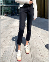 Feet jeans Korean MiniBrand black elastic high waisted false worn nine 9 small zhi jiao nine women