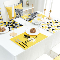 Zebra pineapple double-layer placemats Nordic geometric Western placemats fabric meal coasters insulation mats table mats bowl saucers tea mats