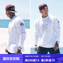 Muscle captain fitness Tide brand autumn pullover long sleeve round neck loose sweatshirt male brothers leisure sportswear