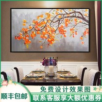 Things Ruyi Persimmon tree oil painting Modern new Chinese style guest restaurant landscape Pure hand-painted European decoration wall hanging custom