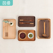 Yinman Japanese cherry wood tray square plate solid wood fruit plate dinner plate snack plate tea plate Pat plate