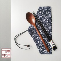 Bamboo chopsticks two-piece boxed schoolboy set Spoon tableware Chopsticks solid wood portable bamboo wood paint-free combination